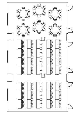 A-B-C Extended Room - Classroom with Rounds - 150 ppl