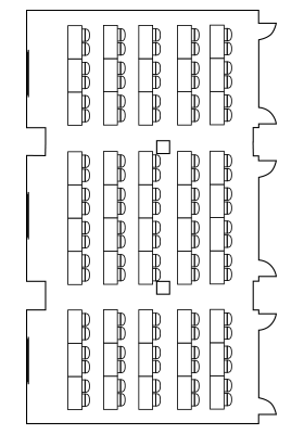 A-B-C Extended Room - Classroom setup - 104 ppl